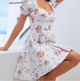 Sexy Low Neck Backless Floral Women's Dress