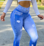 Casual Print High Waist Skinny Jeans