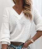 Solid Color Long Sleeve Bat Sleeve Sweater