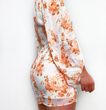 Slim V-neck Long Sleeve Printed Dress