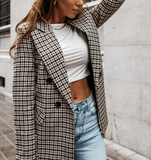 Slim Plaid Long-Sleeved Jacket