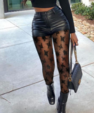 Women'S Lace Splicing Tight Black Pants