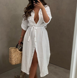 Fashion Short Sleeve Sexy Cardigan Dress