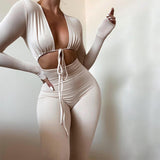 Tight Sexy Solid Color Long Sleeves Slim Jumpsuit