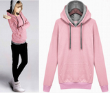 Winter All-match Solid Hooded Pullover Women's Hoodie