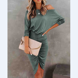 Off-The-Shoulder Long-Sleeved Tight Dress