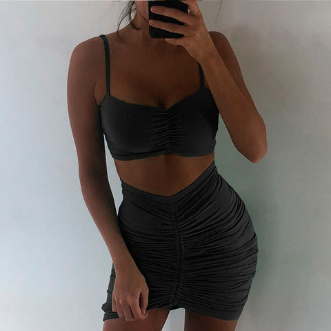 Strapless Chest Wrapped Two-Piece High Waist Dress