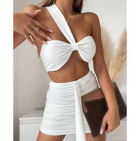 Sexy Sleeveless Bag Hip Vest Two-Piece Suit