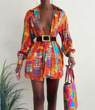 Sexy Printed Long Sleeve Dress