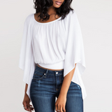 Knotted Backless Batwing Sleeve Top