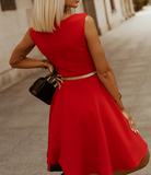 Round Neck Red Sleeveless Dress