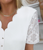 Women'S Lace Stitching Chiffon Shirt
