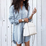 Long Sleeve Solid Color Denim Dress