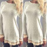 Slim lace stitching long-sleeved sweater