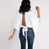 Knotted Backless Batwing Sleeve Top