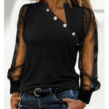 Solid Color Panel Long Sleeve Shirt Top