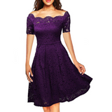Short-Sleeved Lace Strapless Princess Dress