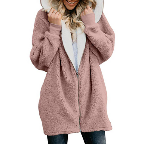 Women'S Hooded Zipper Cardigan Coat Sweater