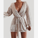 Fashion Long Sleeve Sequined Jumpsuit