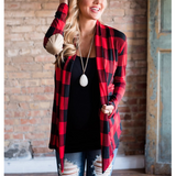 Fashion Plaid Cardigan Long Sleeve Jacket