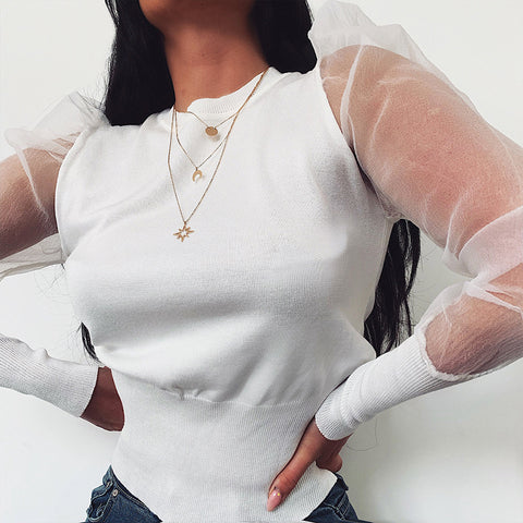 Casual Slim Round Neck Long Sleeve Top