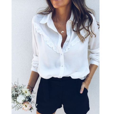White Casual Sexy Long Sleeve Shirt