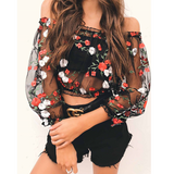 Women'S Embroidery One-Shoulder Top
