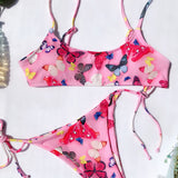 Fashion Butterfly Print Split Bikini Swimsuit
