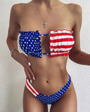 Printed Flag Bikini Swimsuit Set
