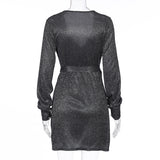 V-Neck Women Slim Long-Sleeved Dress