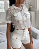 Fashion Lace Embroidered High Waist Two-Piece Suit