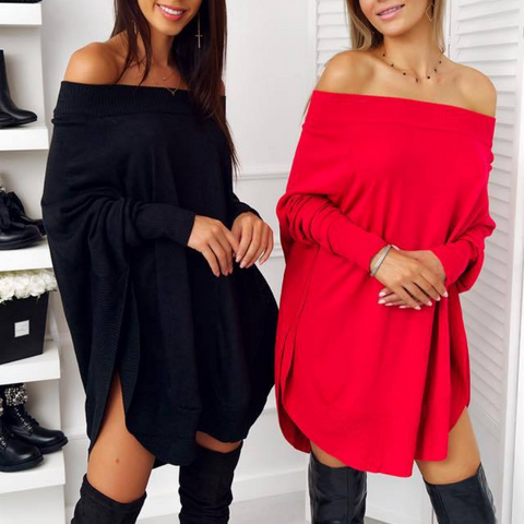 Loose Sexy Solid Color Long Sleeve Dress