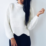 Solid Color Round Neck Long Sleeve Knit Sweater