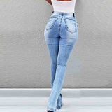 Design High Waist Hole Jeans