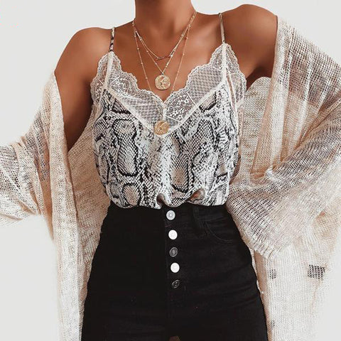 Women'S Serpentine Lace Sexy Casual Sling Vest Tops
