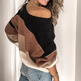 Casual Long-Sleeved Knitted Round Neck Striped Sweater