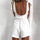 Fashion Women'S High Waist Sexy Backless V-Neck Jumpsuit