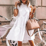 Casual Loose Sleeveless Solid Color Round Neck Dress