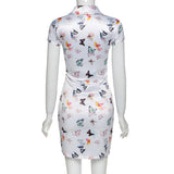 Women'S Printed Short-Sleeved Fashion Slim Dress