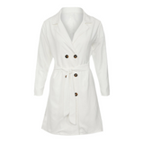 Fashion Sexy Long-Sleeved White Trench Coat