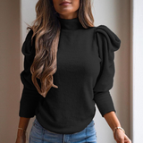 Solid Color High-Necked Long-Sleeved Sweater