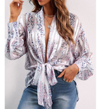 Loose Long-Sleeved Cardigan Printed Shirt