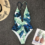 Leaf Print Sexy One-Piece Bikini Swimsuit