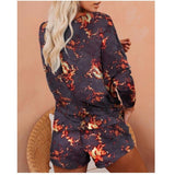 Flame Print Long Sleeve Top and Shorts Set