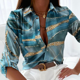 Elegant Irregular Printed Long Sleeve Shirt