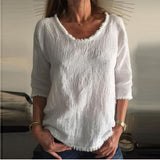 Round Neck Solid Color Long Sleeve Loose T-Shirt