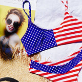 Sexy Flag Print Bikini Split Swimsuit Set