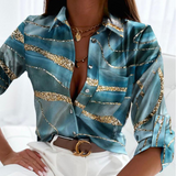 Elegant Irregular Printed Long Sleeve Shirt