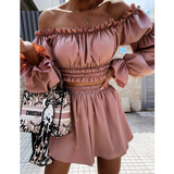 Fashion Temperament Backless One-Shoulder Two-Piece Suit