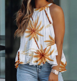 Women's Printed Halter Sleeveless Shirt Top